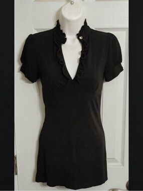 WINDSOR Black Tunic Top Small
